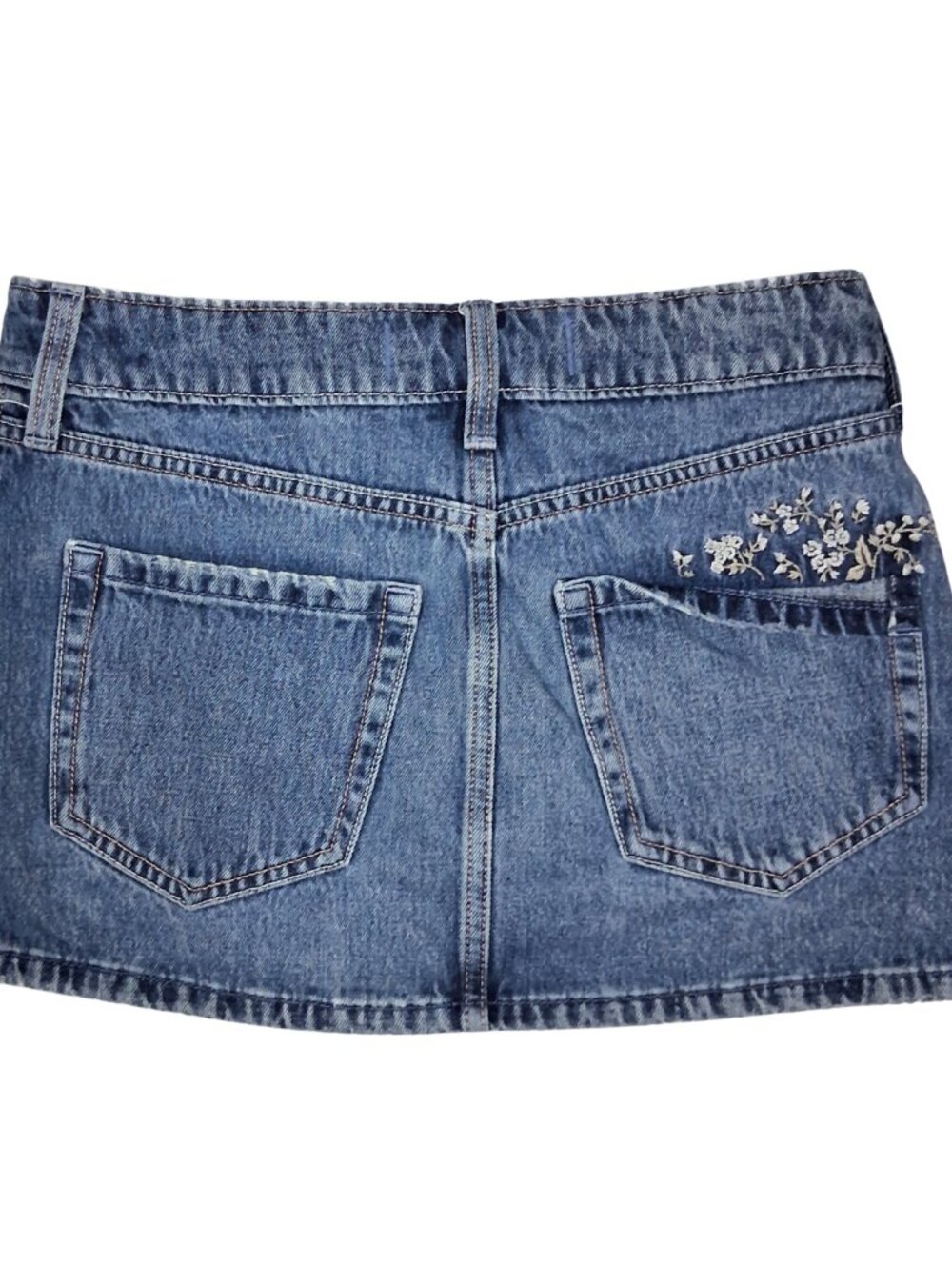 Hollister Denim Skort Women 00 Blue Jean Mini Skirt Built In Shorts Y2K Low Rise - Picture 10 of 10